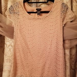 Ann Taylor Lace and Scalloped Top